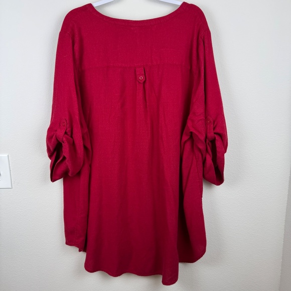 TORRID 'HARPER' Red Pullover 3/4 Button Sleeve Oversized Top / Size Plus 4 - Picture 13 of 15